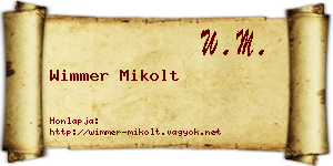 Wimmer Mikolt névjegykártya